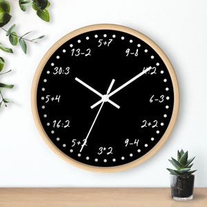 Educational Math Wall Clock, Fun Learning Decor, Unique Classroom Clock, Gift for Teachers, Home Study Accessory, Inspirational Timepiece