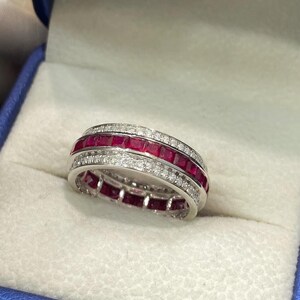 925 Sterling Silver Ruby Band Ring | Lab Ruby Ring | Stackable Ruby Ring | July Birthstone Ring