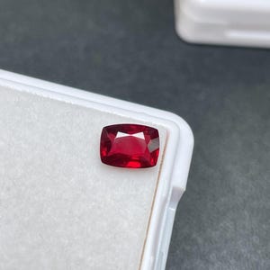 Pigeon Blood Red Ruby Cushion Cut Lab Glass Gemstone |  Red Sparkle Stone