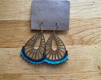 Brass and Bead Earrings