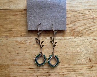 Brass and Bead Earrings