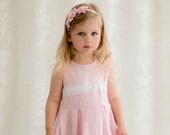 Blush pink flower girl dress and headband