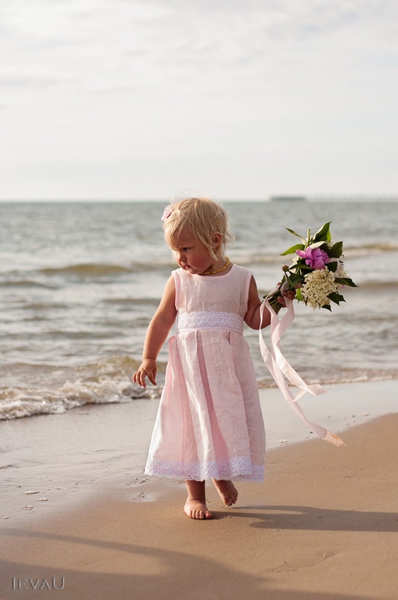 Blush Flower Girl Dress And Hair Clips For Beach Wedding From Etsy