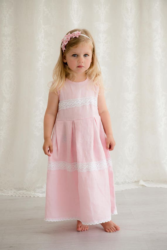 blush pink linen dress