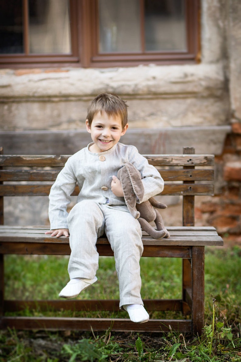 Rustic Ring Bearer Outfit Linen Boy Suit Beach Wedding Etsy