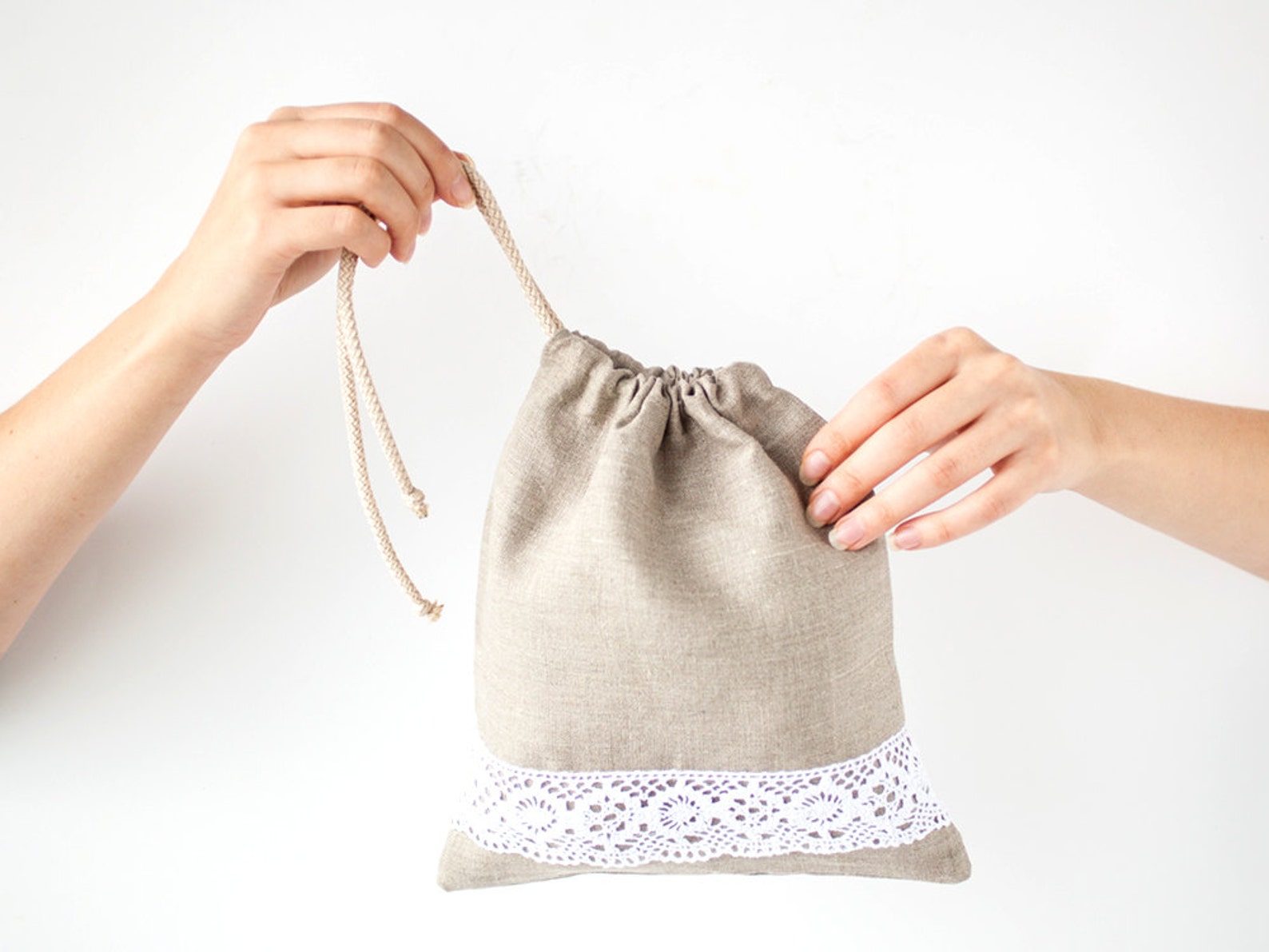 Linen drawstring bag set of 5 Linen bread bags organic Etsy