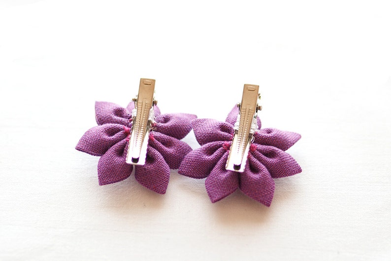 Purple Hair clips Girl hair clips Flower girl gift ultra Etsy