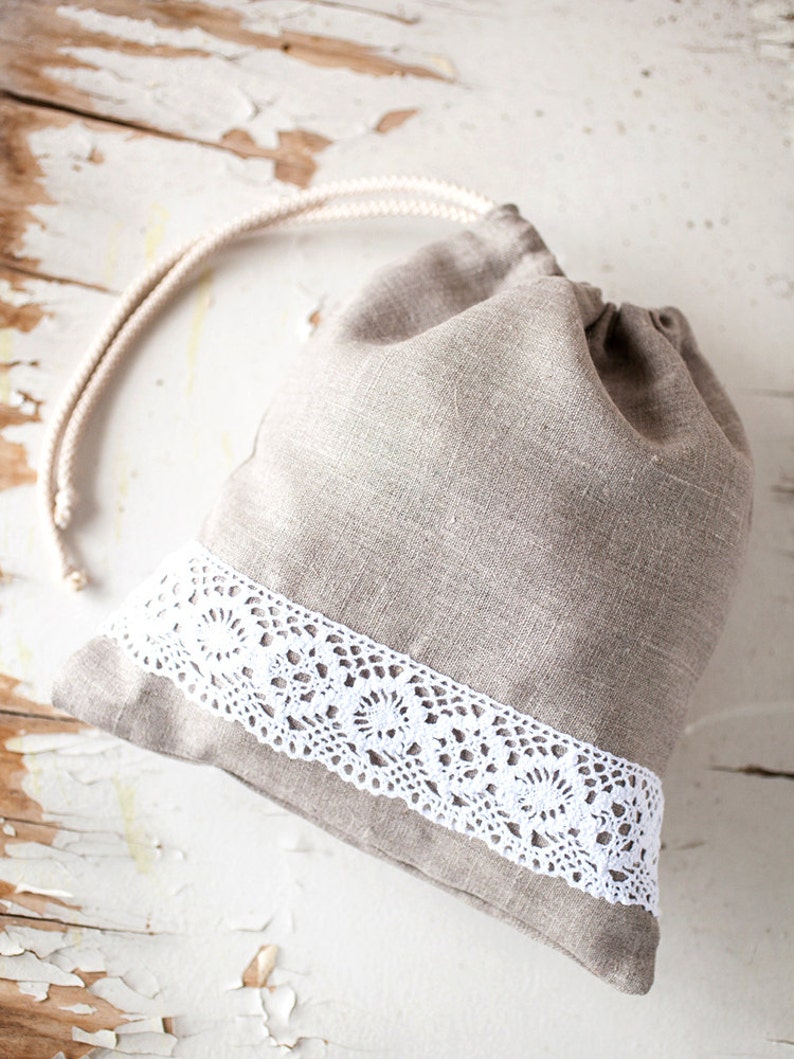 Linen drawstring bag set of 5 Linen bread bags organic Etsy