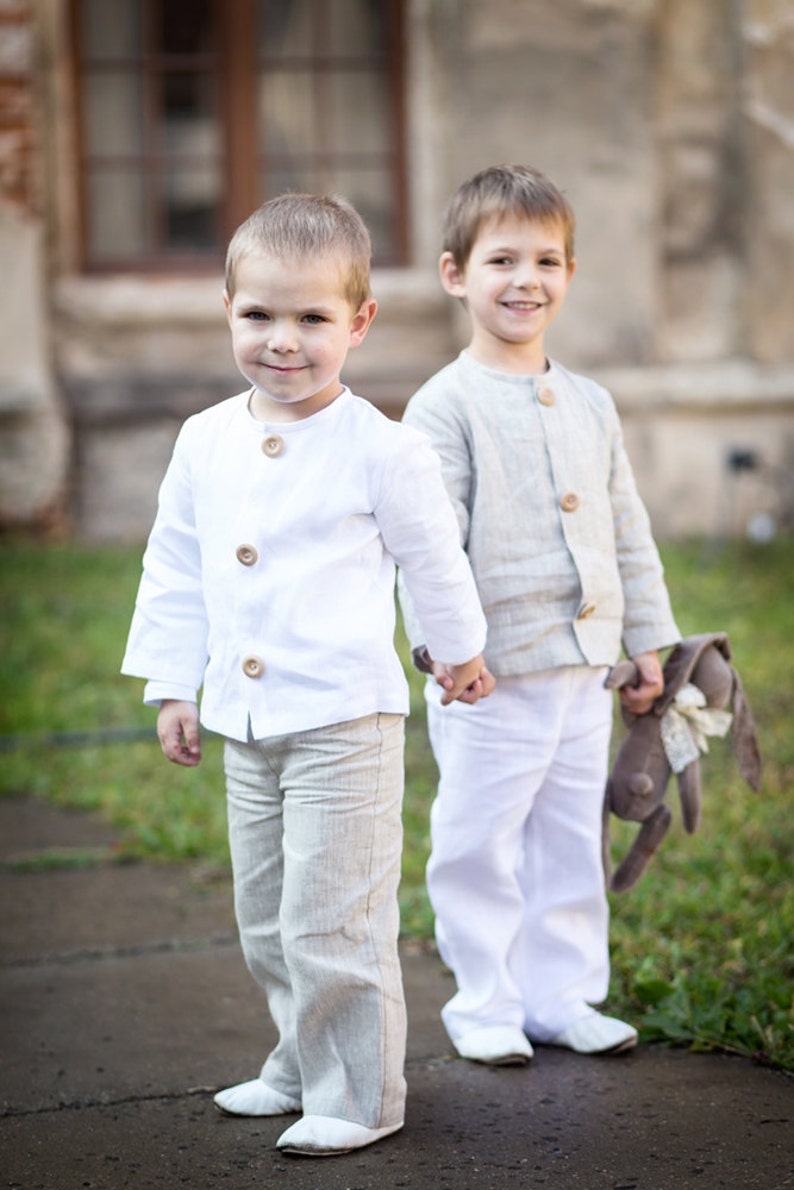 Rustic Ring Bearer Outfit Linen Boy Suit Beach Wedding Etsy