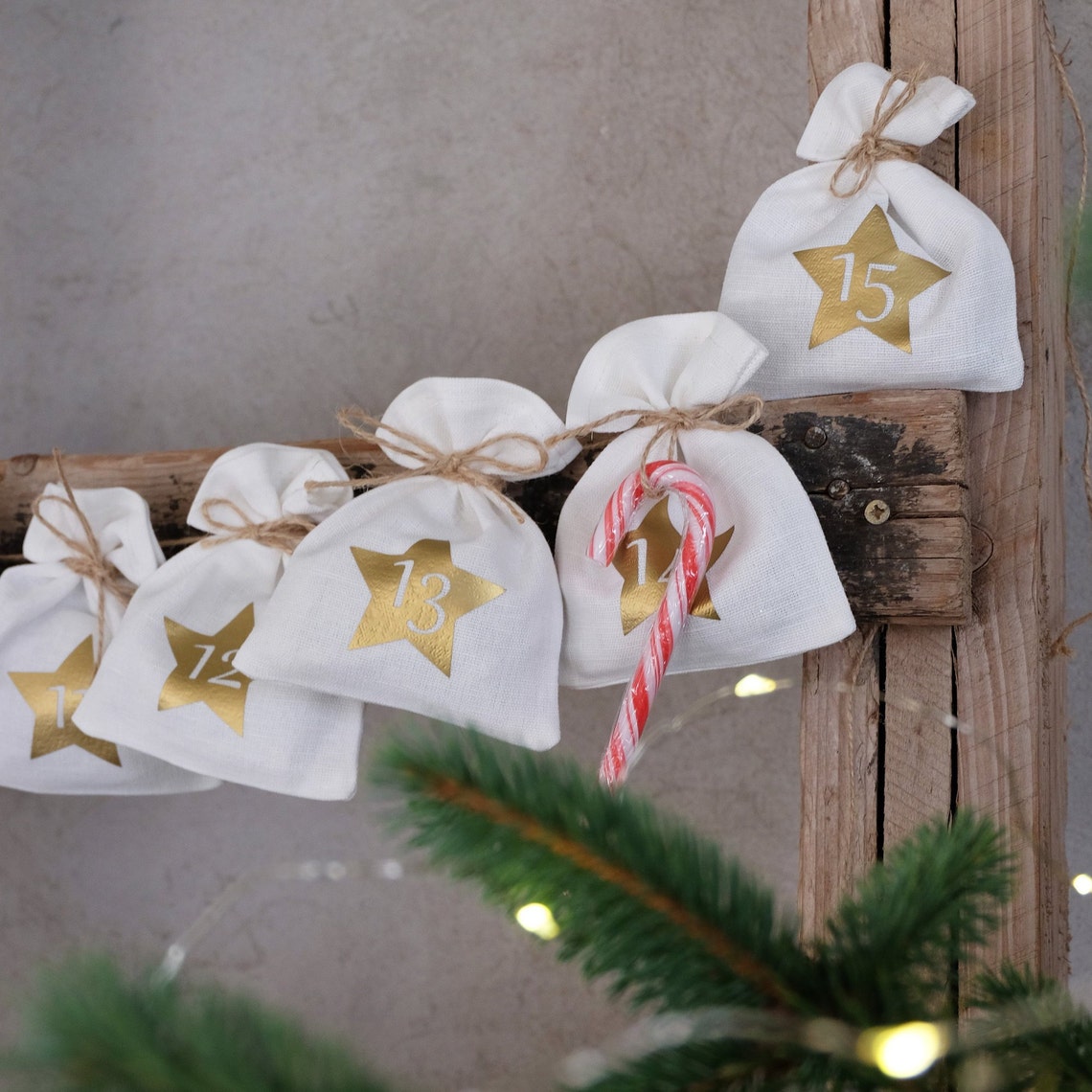 Gold Christmas advent calendar bags DIY Advent calendar Etsy