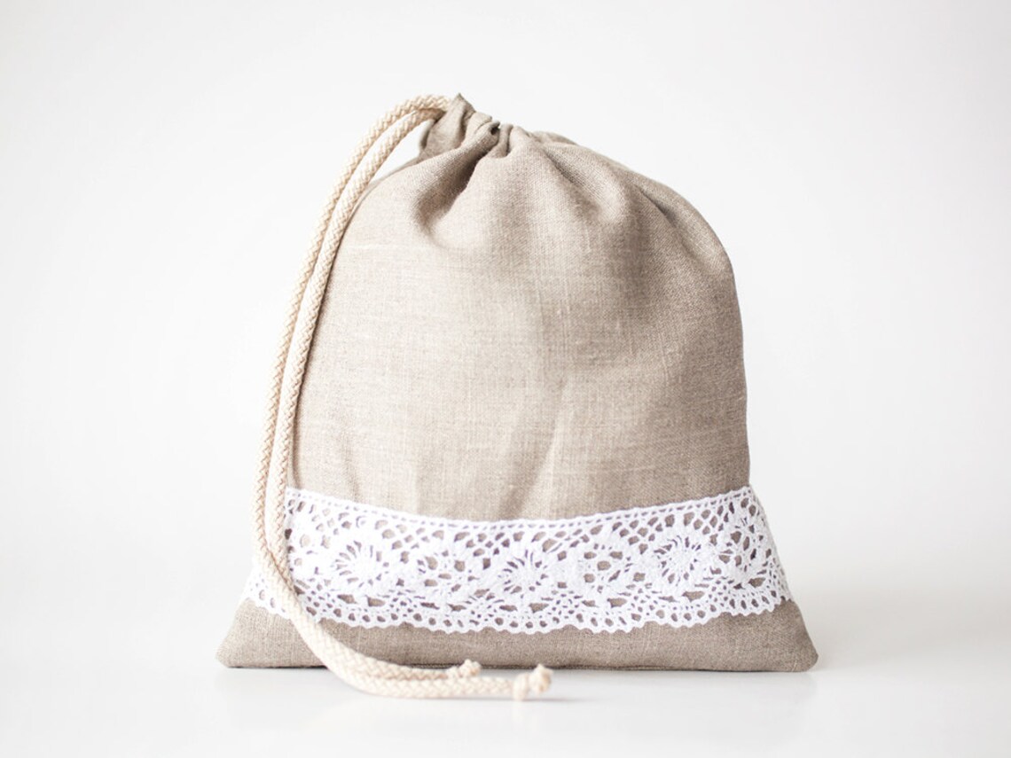 Linen drawstring bag set of 5 Linen bread bags organic Etsy