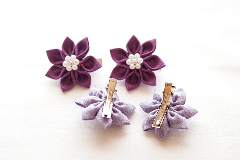 Purple Hair clips Girl hair clips Flower girl gift ultra Etsy