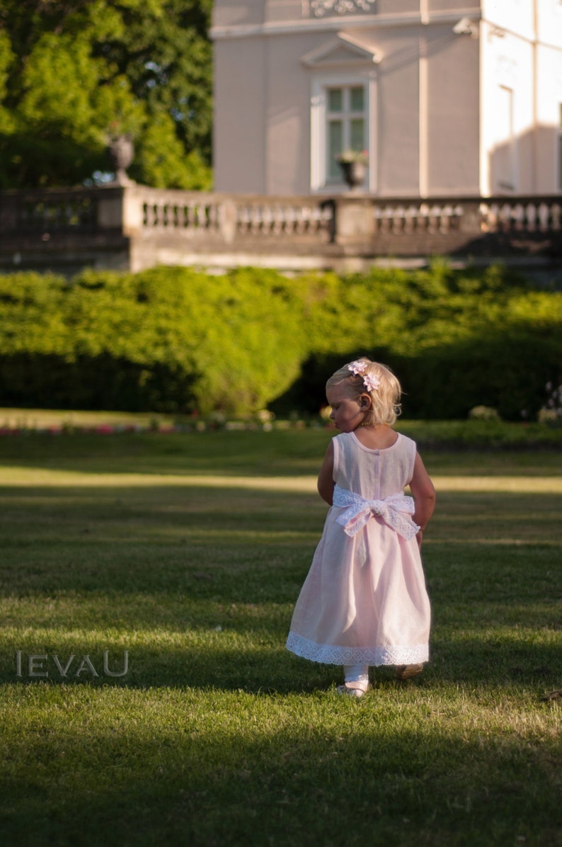 Blush flower girl dress and hair clips for beach wedding from Etsy