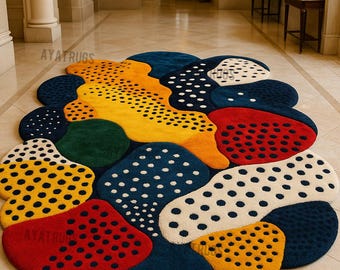 Modern Abstract Irregular Shape Handmade Tufted Rug – Luxury Carpet for Living Room & Bedroom