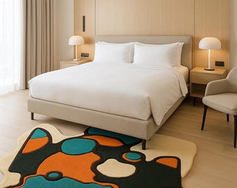 Handmade Abstract Rug – Irregular Tufted Area Carpet, Modern Floor Art