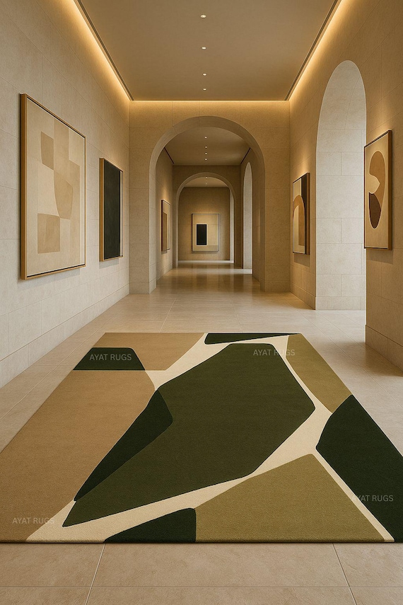 Hand Tufted Abstract Area Rug 6x9 | Modern Wool Carpet | Luxury Living Room Rug