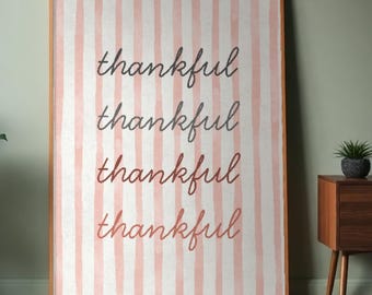 Thankful Wall Art | Christian Printable | Rustic Minimalist Scripture Print | Faith-Based Fall Decor | Digital Download