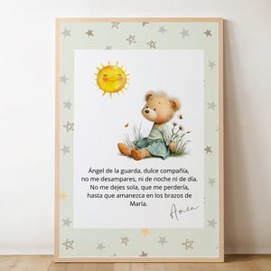 Spanish Guardian Angel Prayer Art: Christian Kids Decor (Digital Download