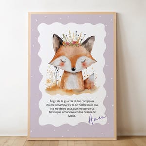 Spanish Guardian Angel Prayer Art: Christian Kids Decor, Customizable Name (Digital Download)