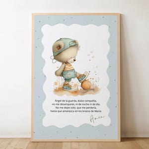 Spanish Guardian Angel Prayer Art: Christian Nursery Decor (Digital Download)