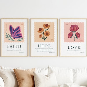 Floral Butterfly Bible Verse Prints: Christian Home Decor (Set of 3) (Digital Download)