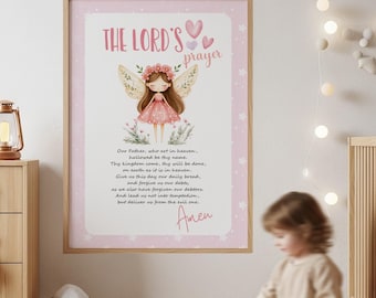 Vaterunser Spanisches Mädchenzimmer – Padre Nuestro Niña, Taufe Erstkommunion Geschenk, Christliche Wandkunst Download