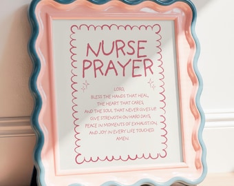 Rosa Krankenschwester Gebetsdruck Christliches Geschenk - Glaube Wandkunst Krankenschwester, Krankenschwester Wertschätzung Digitaler Download