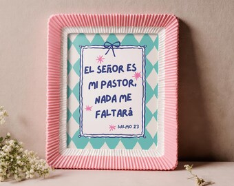 Psalm 23 Spanischer Druck für Mädchen - El Señor es mi Pastor, Christliche Kinderzimmer Dekoration, Bibel Vers Digitaler Download