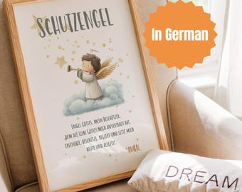 Schutzengel Gebet für Kinder, Druckbares Christliches Geschenk, Kinderzimmer & Taufe