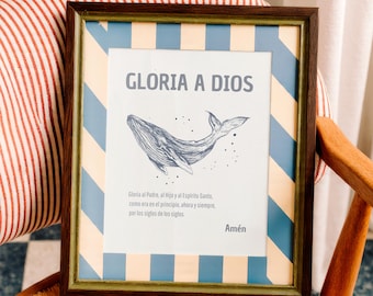 Gloria al Padre Prayer Wall Art Spanish Catholic Printable Easter Prayer Christian Coastal Decor