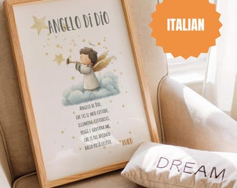 Italienische Taufe Andenken Angelo Custode Gebet Baby Segen Katholische Wandkunst
