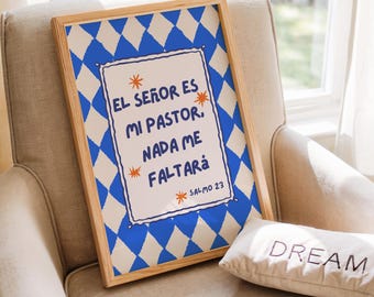 Psalm 23 Spanische Wandkunst für Jungen - El Señor es mi Pastor, christliche Kinderdekoration, Bibelverse zum ausdrucken