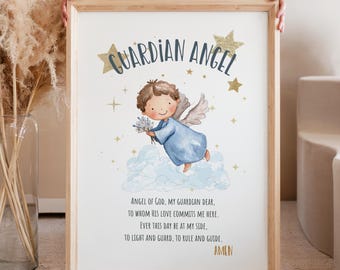 Schutzengel Gute-Nacht-Gebet Druck für Kinder katholische Kinderzimmer Dekor (digitaler Download)