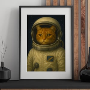 Beruf Katzen Serie – Astronauten Katze | Digitaler Download Wandkunst | Lustige Katzen Poster | Raum Dekor | Kosmische Katzen Illustration