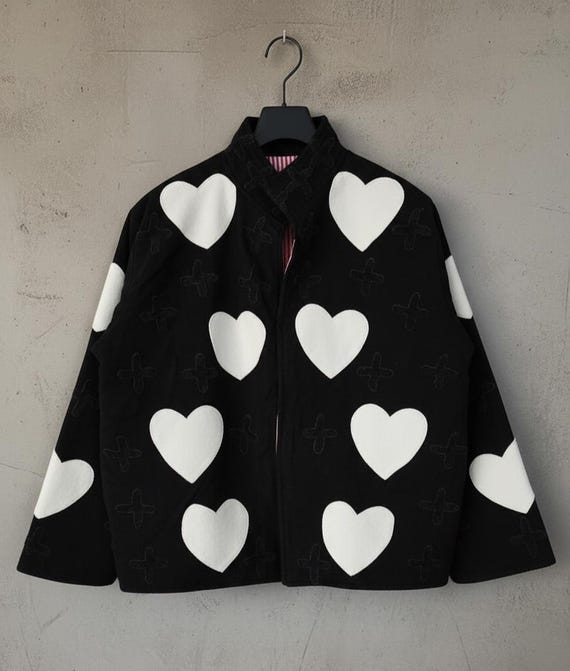 Midnight Heart Reversible Jacket, Black Velvet Embroidered Coat