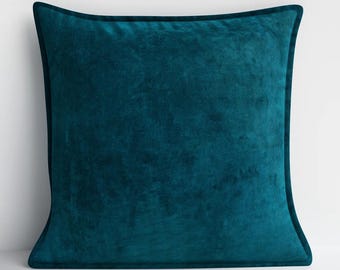 Velvet Cushion Cover, Luxury Teal  Pillow Case , Throw Cotton Decorator, All Colour Cushion