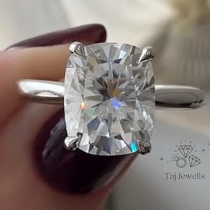 3.50 CT Elongated Cushion Cut Moissanite Solitaire Engagement Ring 14K Solid Gold, Promise Ring, Anniversary Wedding Gift, Gift for Her