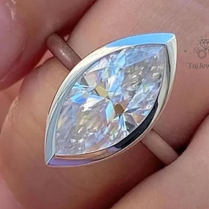 2.50 CT Marquise Engagement Ring Moissanite Diamond Unique Bezel Setting Ring 14K Solid Gold Ring Wedding, Anniversary Gifts for Girlfriend