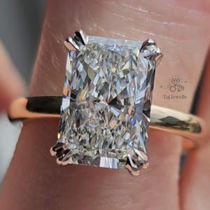 4 CT Radiant Cut Moissanite Solitaire Engagement Ring 14K Solid Yellow Gold, 8 Prong Radiant Cut Promise Ring, Anniversary Ring Gift for Her