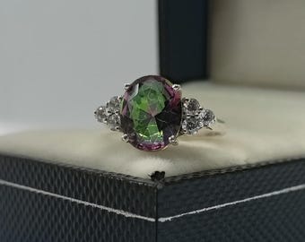 Anello vintage con topazio mistico: argento sterling 925, placcato