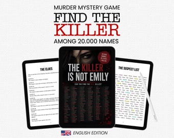 Printable Detective Game - Find the Murderer - The Killer Is Not Emily - Eliminate 20,000 First Names - PDF - iPad Game - Puzzle Book