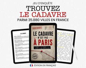 Jeu d'enquête imprimable - Trouvez l'assassin - Le Cadavre N'est Pas à Paris - Eliminez 35 880 Villes - PDF - Jeu iPad - Książka z puzzlami
