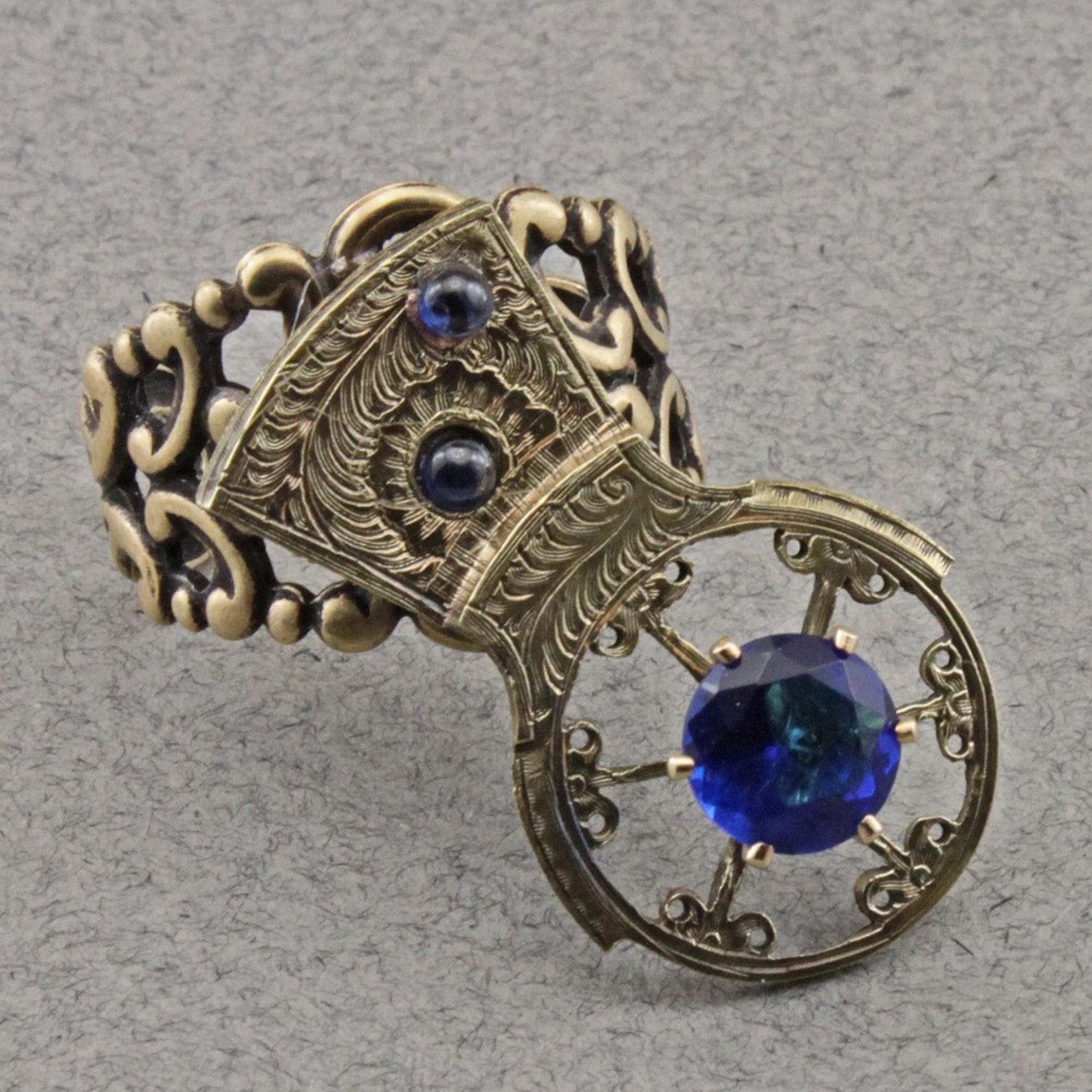 Industrial Art Jewelry Ring with Sapphires Etsy