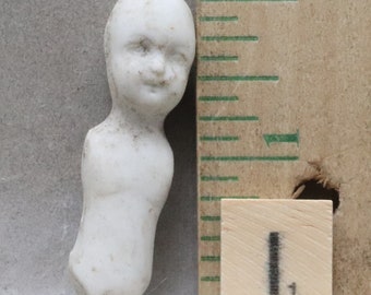 Vintage Antique Excavated Victorian German Head and Torso Open Top Doll Miniature White Porcelain Doll 1880 Oscarcrow