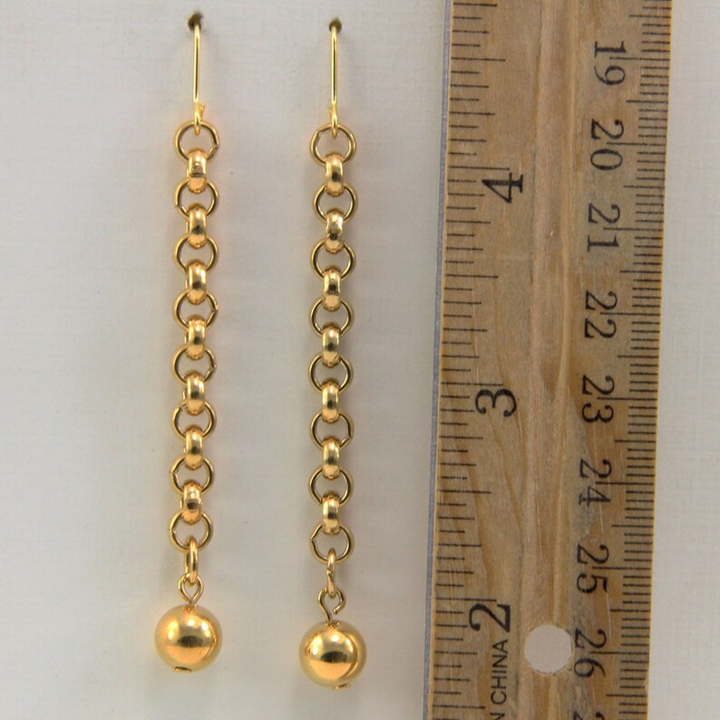 Handmade Earrings Jewelry Ball and Chain Earrings Gold Brass Etsy