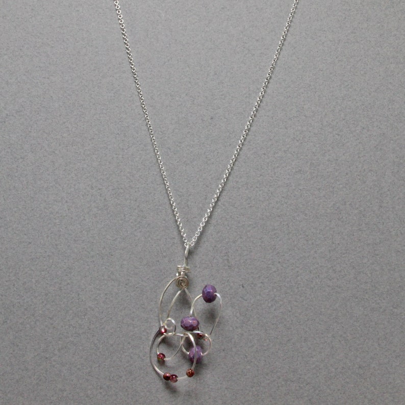 Handmade Necklace Orbits Hand Bent Square Sterling Silver Glass Beads 24 Inch Necklace Lobster Claw Closure By Oscarcrow
