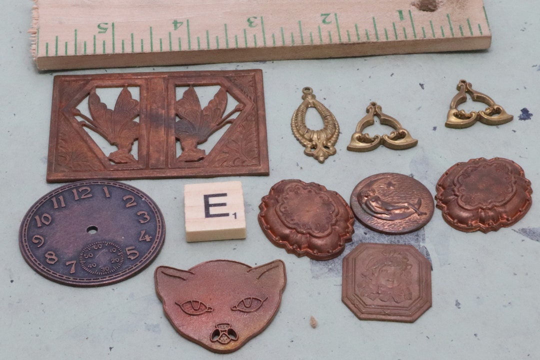 Vintage Brass Stampings 10 Piece Lot Raw Brass Mixed Plating Etsy