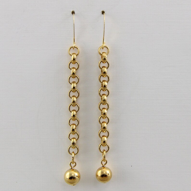 Handmade Ball and Chain Earrings Gold Plated Rollo Chain With Etsy