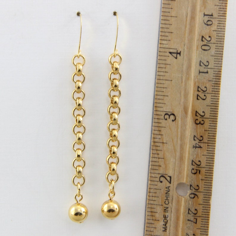 Handmade Ball and Chain Earrings Gold Plated Rollo Chain With Etsy