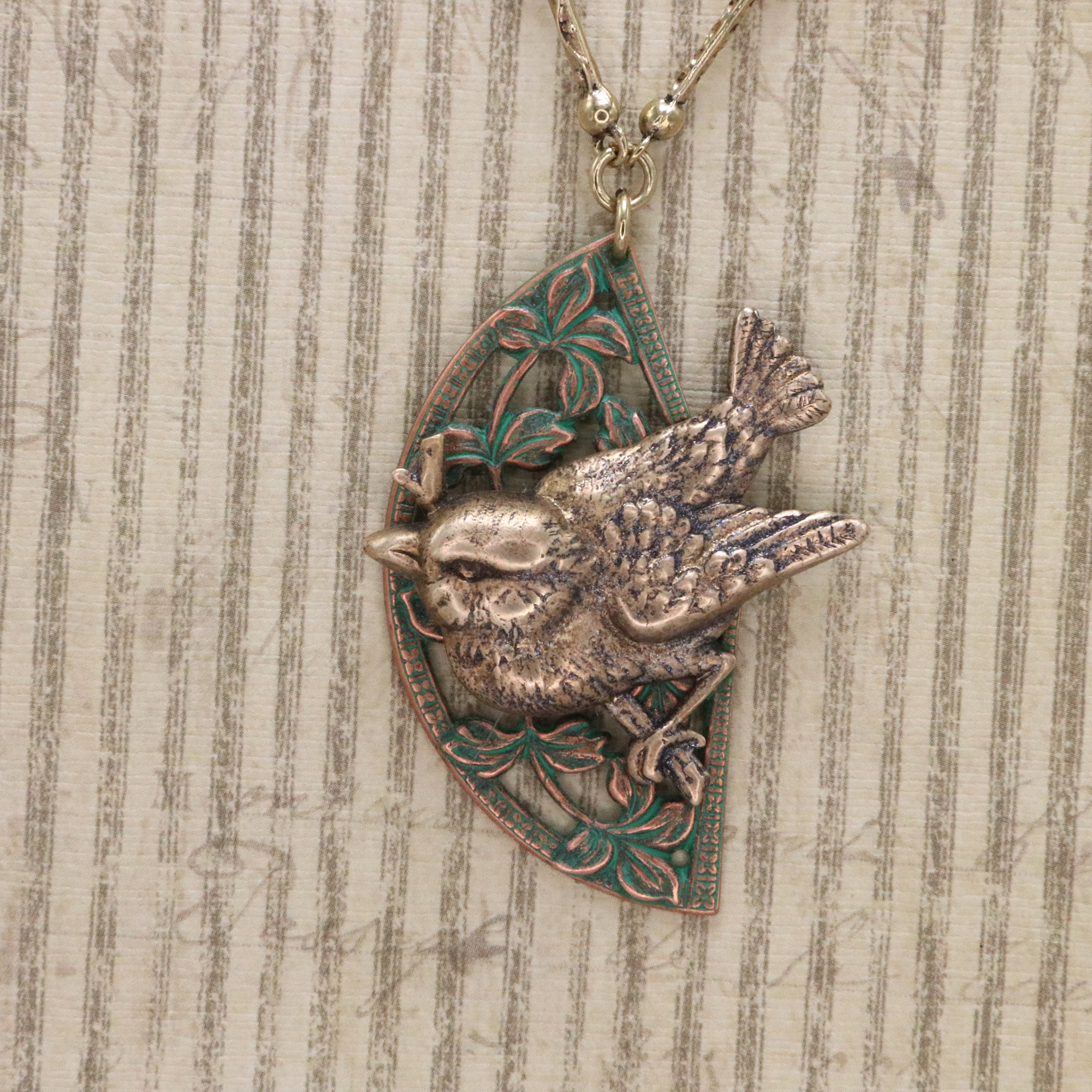 Handmade Art Necklace Jewelry Bird Necklace Bird in a Bush Etsy